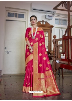 Rose Red Designer Classic Wear Soft Art Silk Sari