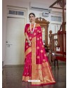 Rose Red Designer Classic Wear Soft Art Silk Sari