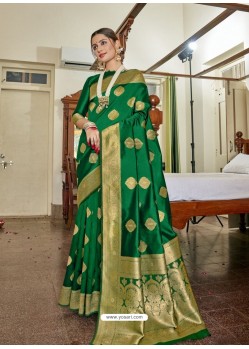 Forest Green Designer Classic Wear Soft Art Silk Sari