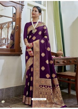 Purple Designer Classic Wear Soft Art Silk Sari