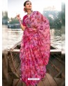 Light Pink Designer Casual Wear Chiffon Sari