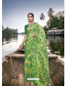Green Designer Casual Wear Chiffon Sari