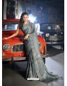 Grey Designer Casual Wear Moss Chiffon Sari
