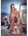 Multi Colour Designer Casual Wear Moss Chiffon Sari
