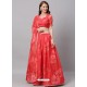 Red Heavy Designer Party Wear Lehenga