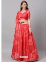 Red Heavy Designer Party Wear Lehenga