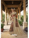 Copper Digital Printed Designer Party Wear Silk Sari
