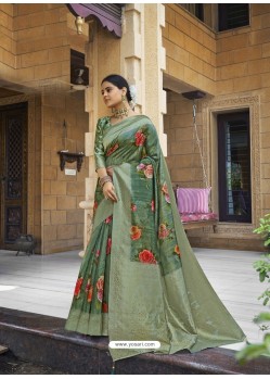 Multi Colour Digital Printed Designer Party Wear Silk Sari