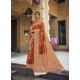 Orange Digital Printed Designer Party Wear Silk Sari