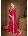 Rose Red Designer Party Wear Chanderi Silk Sari
