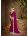 Medium Violet Designer Party Wear Chanderi Silk Sari