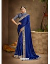 Royal Blue Designer Party Wear Chanderi Silk Sari