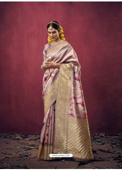 Dusty Pink Designer Party Wear Art Silk Sari