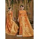 Orange Designer Classic Wear Cotton Sari