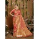 Light Red Designer Classic Wear Cotton Sari