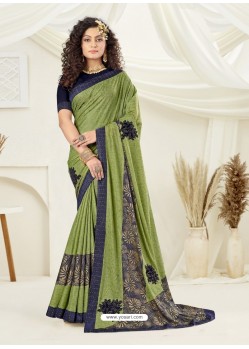 Green Designer Party Wear Indian Lycra Sari