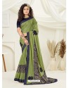 Green Designer Party Wear Indian Lycra Sari