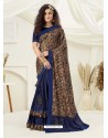 Beige Designer Party Wear Indian Lycra Sari