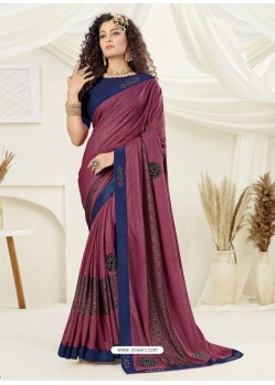 Deep Wine Designer Party Wear Indian Lycra Sari