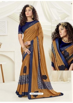 Mustard Designer Party Wear Indian Lycra Sari