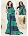 Aqua Mint Designer Party Wear Indian Lycra Sari