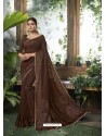 Coffee Designer Party Wear Chanderi Silk Sari