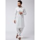 White Readymade Designer Pathani Kurta Pajama For Men