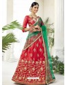 Red Heavy Designer Party Wear Lehenga