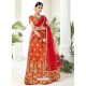 Orange Heavy Designer Party Wear Lehenga