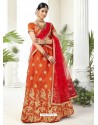 Orange Heavy Designer Party Wear Lehenga