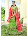 Parrot Green Heavy Designer Wedding Wear Silk Lehenga Choli