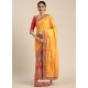Yellow Heavy Embroidered Designer Party Wear Sari