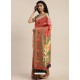 Light Red Heavy Embroidered Designer Party Wear Sari