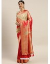 Red Heavy Embroidered Designer Party Wear Sari