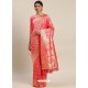 Peach Heavy Embroidered Designer Party Wear Sari