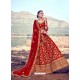 Red Heavy Designer Wedding Wear Satin Silk Lehenga Choli