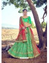 Jade Green Heavy Designer Wedding Wear Satin Silk Lehenga Choli