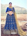 Royal Blue Heavy Designer Wedding Wear Satin Silk Lehenga Choli