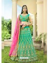 Jade Green Heavy Designer Wedding Wear Silk Lehenga Choli