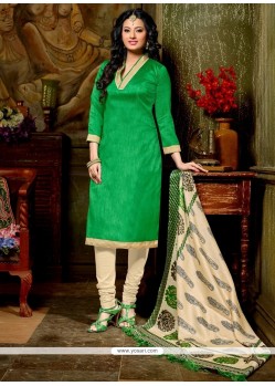 Girlish Green Lace Work Churidar Designer Suit