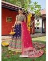 Dark Blue Heavy Designer Wedding Wear Banarasi Silk Jacquard Lehenga Choli