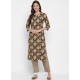 Brown Readymade Party Wear Kurti With Bottom