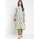 White Readymade Party Wear Kurti With Bottom