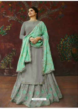 Grey Muslin Satin Designer Party Wear Wedding Suit