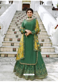 Dark Green Muslin Satin Designer Party Wear Wedding Suit