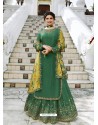 Dark Green Muslin Satin Designer Party Wear Wedding Suit