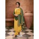 Yellow Satin Georgette Designer Party Wear Straight Salwar Suit