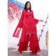 Red Readymade Designer Party Wear Wedding Suit