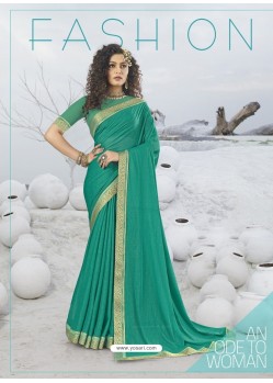 Aqua Mint Designer Party Wear Lycra Sari