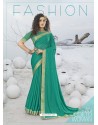 Aqua Mint Designer Party Wear Lycra Sari